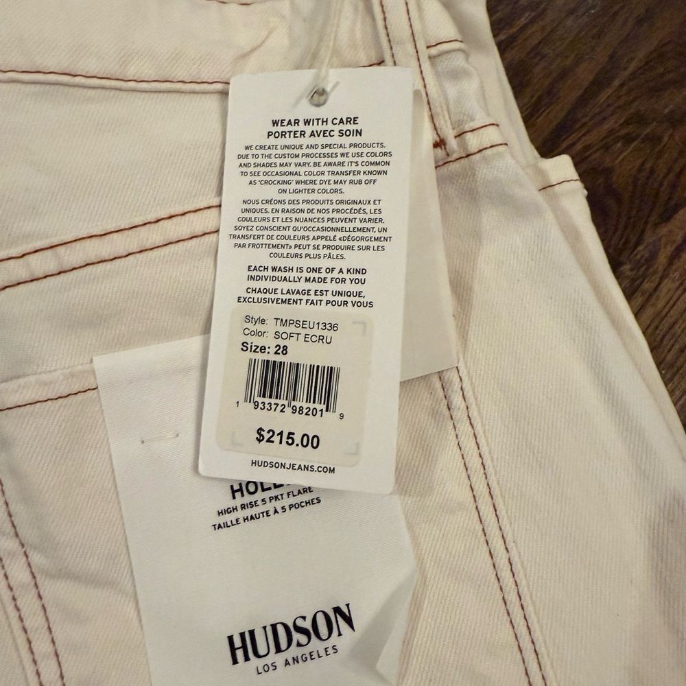 HUDSON Holly High Rise 5 Pocket Flare Jeans Ecru - Picture 7 of 9